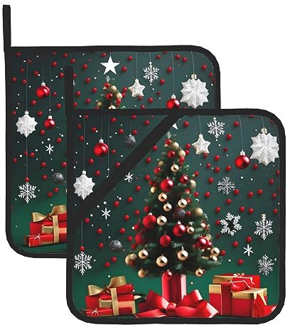 Set di presine rotonde a forma di albero di Natale, versatili per forno, per cucina, tavolo da pranzo, cucina e cottura