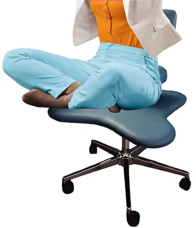 Kniestuhl Aktive Bürostühle Ergonomischer Bürostuhl, Bürostuhl mit gekreuzten Beinen, Meditationsstuhl für das Homeoffice mit Rollen und mittelhoher Rückenlehne, Yoga-Schreibtischstuhl für E