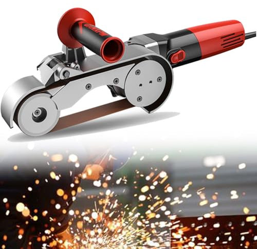 Levigatrice per Tubi e Tubi In Acciaio Inossidabile Professionale da 1100 W, con Nastro Abrasivo, Lucidatrice per Lucidatura a Palo,2Roller
