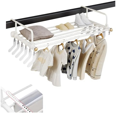 Tendedero de Acero Inoxidable para barandillas de balcón, tendedero de radiador de Acero Inoxidable con Pinzas para Calcetines, para barandillas de balcón y alféizar de Ventana, Ajuste de 18 Marchas