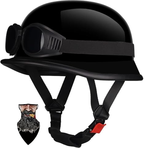 HALYING Casco Moto Vintage Scodella ECE - Casco Semi Aperto con Interno Rimovibile, Fibbia a Sgancio Rapido e Strato EPS Antishock. per Scooter/Cruiser - Stile retrò Unisex Adulti