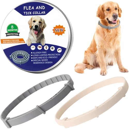 KOQAIIZ Collar Antiparasitario para Perros, 2x Collar Antipulgas y Garrapatas, Repelente de Pulgas para Perros, Dura 8 Meses