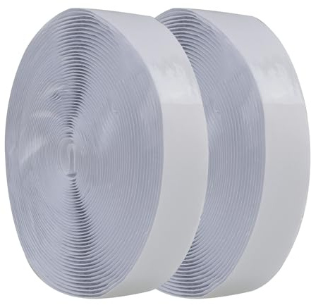 Extra starkt självhäftande kardborreband, 8 m, dubbelsidigt kardborreband, 20 mm brett, för gör-det-själv och utomhusbruk, vitt – fluffband och krokband för mångsidiga användningsområden (Blanc)