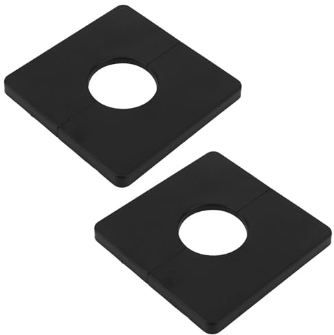 BOXOB 2pcs Wall Split Flange Pipe Cover, Square Self-Adhesive Plumbing Cover Plates Buckle-Design Escutcheon Plate for 1.38 Inch Diameter Water Pipes Faucets AC Hole Decoration