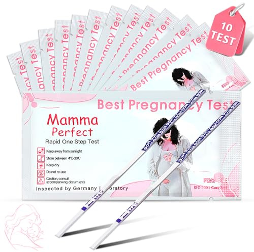 10 Pezzi Test di Gravidanza, Test Gravidanza Precoce Affidabile, Rilevamento rapido in 3-5 minuti (Rosa chiaro)