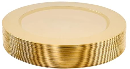 Dokiiovo 24 PCS Stainless Steel Charger Plates, 13 Inch Round Metal Chargers, Modern Charger Plates Dinner Plates for Wedding, Banquet, Birthday Party Decoration (Gold)