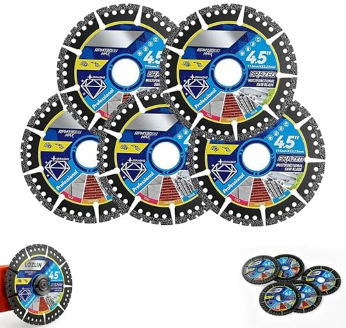 Lame Diamantate Multiuso, Dischi da Taglio per Smerigliatrice Angolare da 4,5 Pollici, Versatile e Durevole, Lama Super Sottile per Piastrelle, Taglio a Secco/Bagnato per Cemento, Acciaio, PVC e Legno