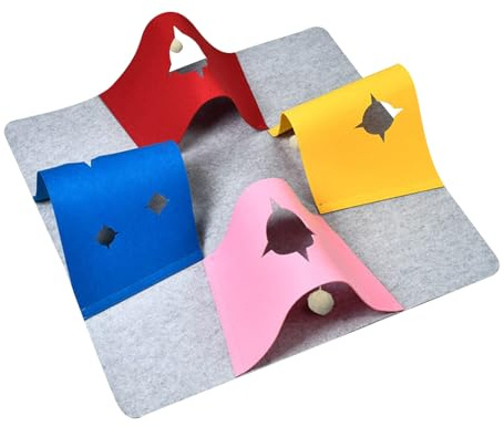 Spielteppich für Katzen, Spielteppich für Welpen mit 4-in-1-Tunnel – tragbare Tunnel-Matte für Haustiere mit Loch, für Innen- und Außenbereich, Schlafzimmer, Übung, Reisen, Wohnzimmer, Anreicherung