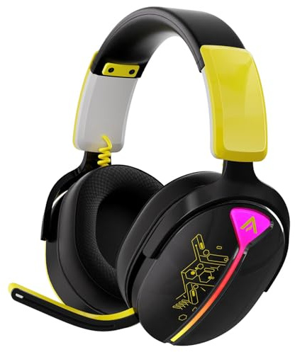 Buwnia Gaming Headset Wireless, Headset mit Mikrofon für ps5 ps4, PC, Switch, Bluetooth 5.3, 7.1 Surround Sound, Extrem niedrige Latenz(<25ms), 40 Stunden, RGB Lichter, Schwarz