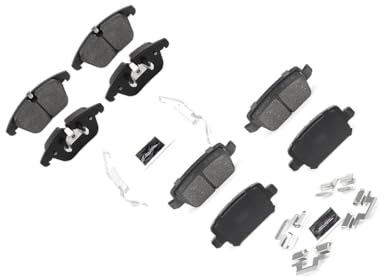 HZGEBTECH Front Rear Brake Pad Set 2PCS fits Volvo S80 2008 4.4L 3.2L l6 300mm Front Disc-Rear Electronic Parking Brake