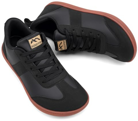 Sosenfer dam herr breda barfotaskor | bred tålåda lätta fritidsskor | minimalistiska halkfria promenadskor | Zero-Drop sula sneakers unisex, 2785 svart, 44 EU bred