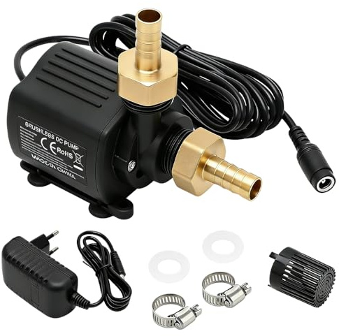 WDKXCN Liten vattenpump 12 V, liten akvariepump med 5-växlad varvtalsreglering, minidränkbar pump med 5 m flödeshöjd, minivattenpump, akvariepump för vattencirkulationssystem (800 L/H)