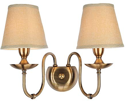 Applique da parete Da WENSENY luce a muro Applique elegante colore bianco paralume tessuto a pieghe in stile barocco classico 2-bulbs E14 2x60W 230V