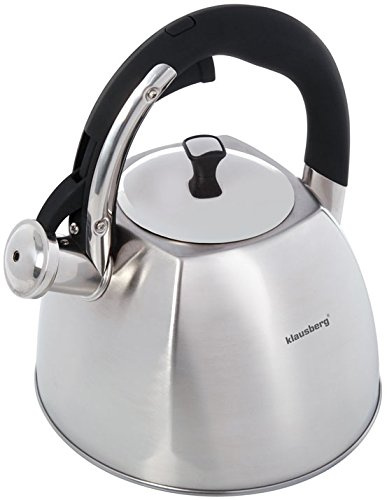 Klausberg Flötenkessel Kessel Wasserkessel Wasserkocher 3 l Edelstahl Pfeife Induktion TOP NEUHEIT! (Silber | Modern)