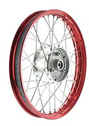 Speichenrad 1,5x16 Zoll Alufelge rot eloxiert + poliert + Edelstahlspeichen + Tuning-Radnabe
