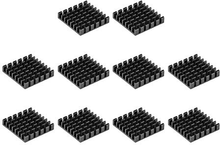 sourcing map 10Stk. Kühlkörper kreuzförmigen Kerben für MOS GPU IC Chip 25x25x5 mm Schwarz