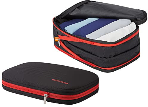 BeeNesting Kompressions-Verpackungswürfel, 2er-Set, für Reisen, Handgepäck, Organizer, Taschen mit doppelseitigem Gepäck (M+M, 9 l/9 l, Schwarzrot)