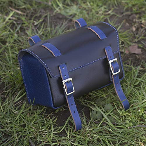 London Craftwork Bolsa de Herramientas de Cuero Real Vintage Retro Bicicleta en Negro Azul Box-bl-Blue