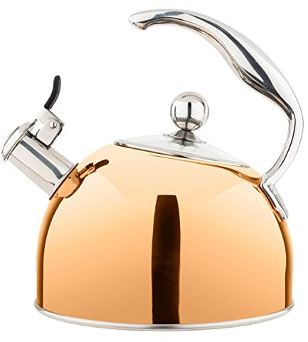 Viking Teekessel mit Pfeife, Edelstahl, Rotgold, 2,5 l