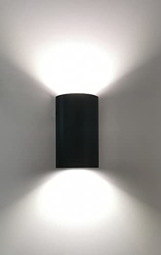 Trango 3073-05TF IP44 Up & Down Wandstrahler in Schwarz matt inkl. 2x 3 Watt 4000K Neutralweiß LED Modul *MO* für innen & außen, Außenwandleuchte, Außenstrahler, Wandstrahler, Wandleuchte