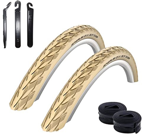 2 x Schwalbe Delta Cruiser Creme 37-622 (28 x 1,40) + 2 Schwalbe Schläuche SV17 inkl. Reifenheber