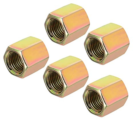 sourcing map 5 Stück Sechskant Überwurfmuttern M10x1mm Gewinde bunt | 15mm Länge Hülse Stehbolzen Adapter Rohrverbinder, M10x1mm, 15mm Länge