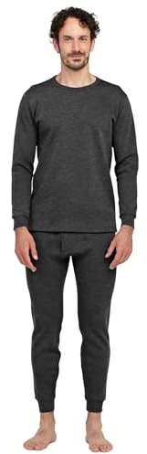 LAPASA Herren Extra warmes Dickes Thermounterwäsche Set, Samtfutter Funktionsunterwäsche, Thermooberteil & Thermounterhosen (Thermoflux Fusion M63), M, Dunkelgrau Meliert