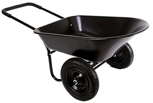 Garden WHEELBARROW 150kg Heavy Duty 85Ltr Toughened Plastic Tray Yard Equine Barrow 2 Wheels with All Terrain Pneumatic Tyres