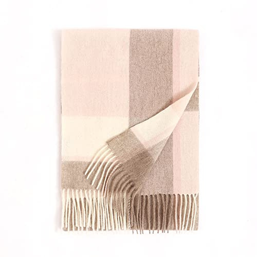 HGJH Schal, Winterschals Rosa Beige Weicher Warmer Schal Dicke Decke Gitterquaste Kaschmir-Feeling-Schal Langer Großer Winterschal Trendige Stola-Schals Für Frauen Mädchen