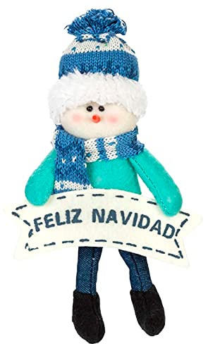 Acan Tradineur - Muñeco con Cartel de Feliz Navidad - Fabricación en poliéster - Decoración para Navidad - 22 x 14 cm - Modelo Surtido