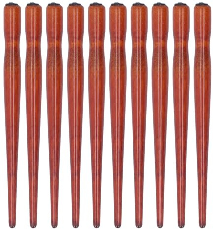 10-delars Kalligrafi Dip Pen Set, Trä Penhållare med Speedball Spetsar för Konst och Engelsk Kalligrafi, Annatto Färg