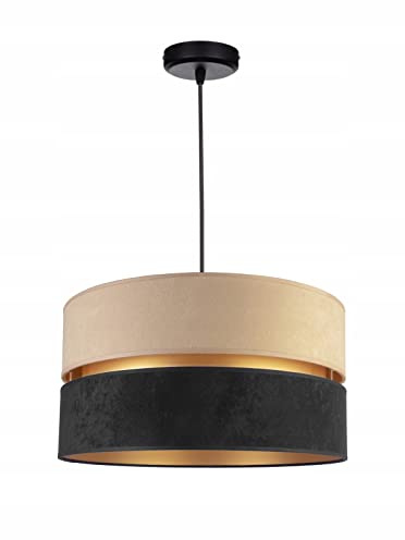 FKL DESIGN Home Deco Hängelampe Pendellampe Ecrou-Schwarz Beleuchtung 1-flamming E27 Hängeleuchte Pendelleuchte aus Serie N134 (N134-ES)