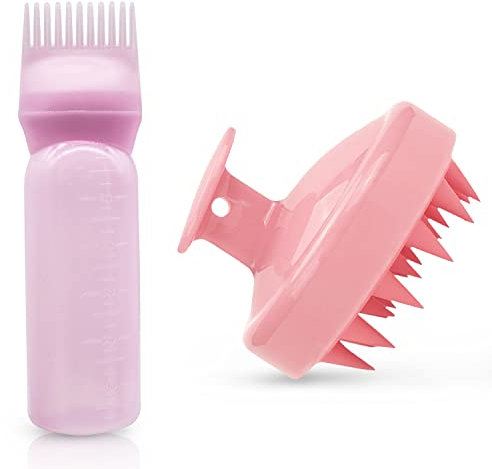 2 Pack Root Comb Applicator Bottle and Scalp Massager Shampoo Brush Hair Coloring Dye for Home Salon Comb Applicators