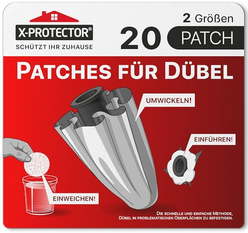 X-Protector Dübel Reparatur Set - 20 STK Set mit 2 Größen - Patch für Dübel | Wand Reparieren - Drywall Reparaturpads - Wandanker Pads um sie an Ort und Stelle zu halten!