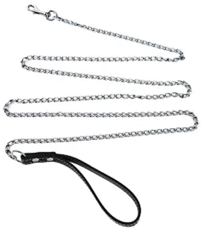 Bissfeste robuste Kette Hundeleine Haustier Metall Leine Griff Trigger Haken Haustier Training Halsband Leine Halskette Hund Produkt (Farbe: Schwarz, Größe: 180 cm)