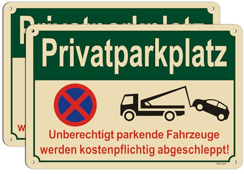 Privatparkplatz Schild 30 x 20 cm Parken Verboten Schild Metall Aluminium Privatparkplatz Schilder, Parkverbotsschilder, Mit Uv-Schutz, 2 Stück