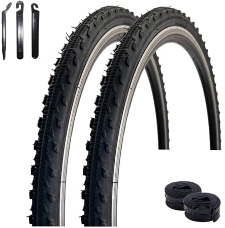 2 x VEE Rubber V185 28 Fahrradreifen Schwarz 37-622 (28 x 1,40) + 2 x passende Schläuche DV inkl. Reifenheber