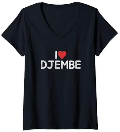 Damen Ich liebe Djembe T-Shirt mit V-Ausschnitt