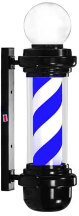 XNYXLPP Poste de Peluquero LED, luz LED de Poste de Peluquero, lámpara de luz Colgante de Pared de salón giratoria con diseño de Rayas de luz de Letrero Vintage para peluquería (Blue and White)