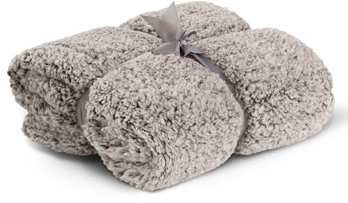 Como Kuscheldecke Taupe, Teddy-Fleecedecke, kuschelige Wohndecke, 100% Polyester, 300 GSM, gesäumte Einfassung 150 x 200 cm