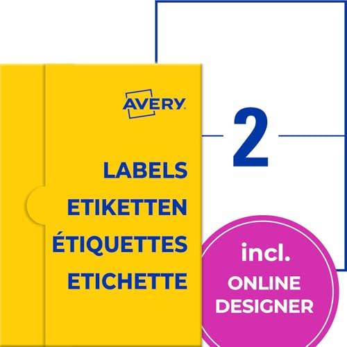 AVERY Zweckform P4862-50 Namensetiketten (100 Namensaufkleber, 210x148mm auf A4, selbstklebend, bedruckbare Textiletiketten aus Acetatseide für Laserdrucker, rückstandsfrei ablösbar) 50 Blatt, weiß