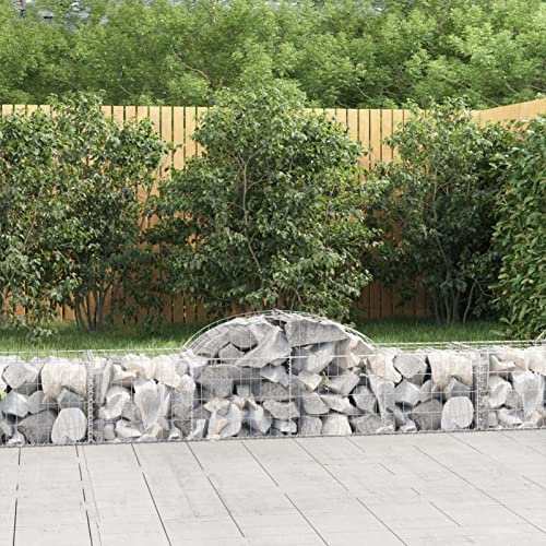 Juroupi Gabione mit Hochbogen 200x50x40/60 cm Verzinktes Eisen Gabionengitter Gabionen SäUle GabionenköRbe Gabionen Zaun
