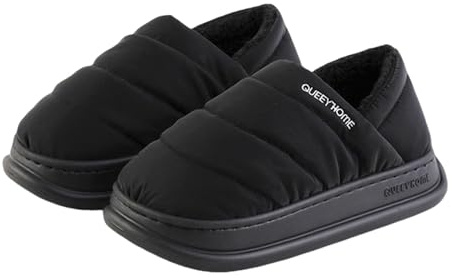 CMZYBBD Pantofole Donna Pantofole da Donna in Cotone - Panno Impermeabile Antiscivolo più Scarpe Calde in Velluto - Pantofole da Uomo Calzature Autunnali E Invernali-nero-38 39 EU
