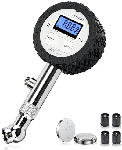 NexSphere 1.5'' Digital Tire Pressure Gauge, LED Display with 360° Swivel Chuck, High-Precision Air Pressure Gauge for Tires, 100 PSI for Trucks, RVs, Motorcycles, and Heavy-Duty Applications