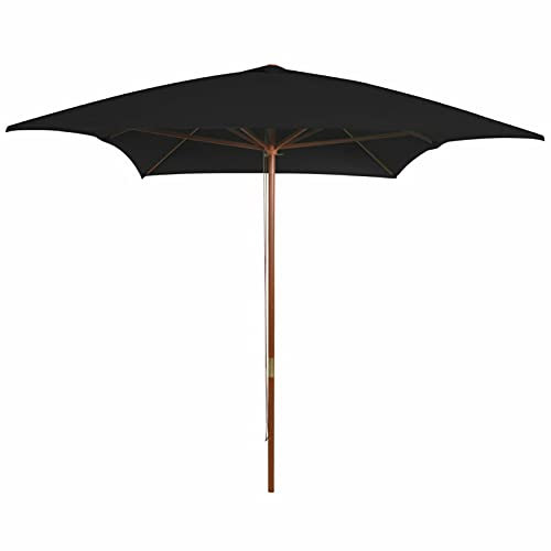 Cinyiqo Sombrilla de jardín con Palo de Madera Negra 200x300 cm, Parasoles De Jardin, Sombrilla Piscina, Sombrilla Terraza Exterior, Parasol Playa, Sombrillas para Jardin - 313760