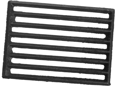 HAWILLOSCH Heavy Duty Firewood Grate for Wood Fireplace Thick Cast Iron Construction, High Temperature Resistant Indoor Stove Grate, Silver Black Rectangular 21.5x16cm Fire Pit Accessory
