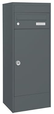 MEFA by Renz Mana 482 Paketkasten mit Briefkasten – Eleganter und geräumiger Standbriefkasten in Basaltgrau (RAL 7012) – Paketbriefkasten – Wetterfest 482121M