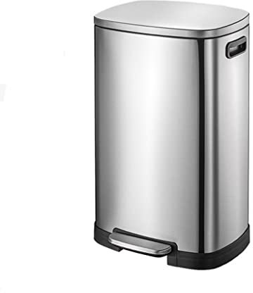 GAROEN Poubelle en Acier Inoxydable 50 L, Poubelle triable, pour Bureau, Maison, Cuisine, Type Pied (Argent)