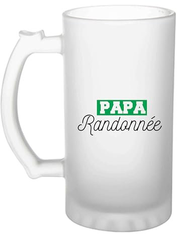 Otshirt Vière à Bière Papa randonnée | Beer Glass | Idée Chope de Bière Cadeau Anniversaire Fête Original Famille Travail Départ Collègue Retraite Noël.