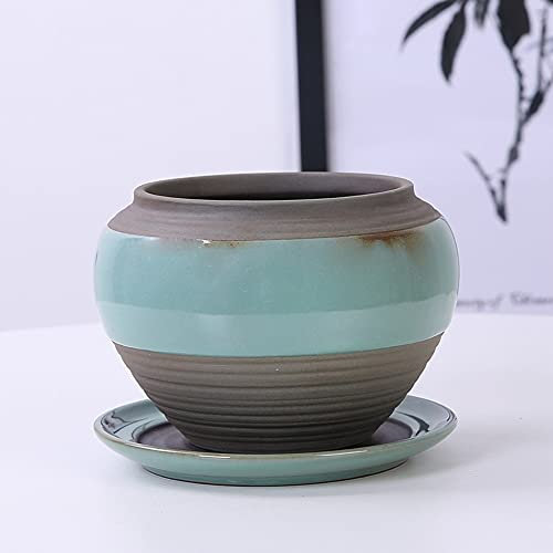 MYUYEE Vaso per Fiori in Ceramica Vaso per Piante Vaso da Tavolo Creativo Traspirante in Ceramica per Piante grasse per Uso Domestico Semplice Viola in,